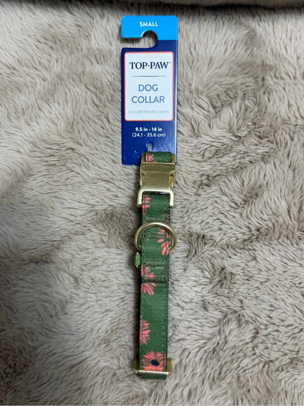 Top Paw Green Floral Dog Collar with Pink Accents